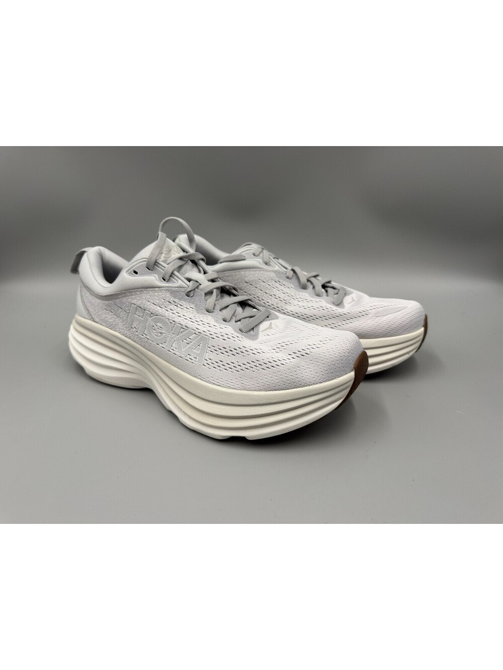 Women’s HOKA Bondi 8 Sneakers, Lunar Rock/Nimbus Cloud, Size 9.5B